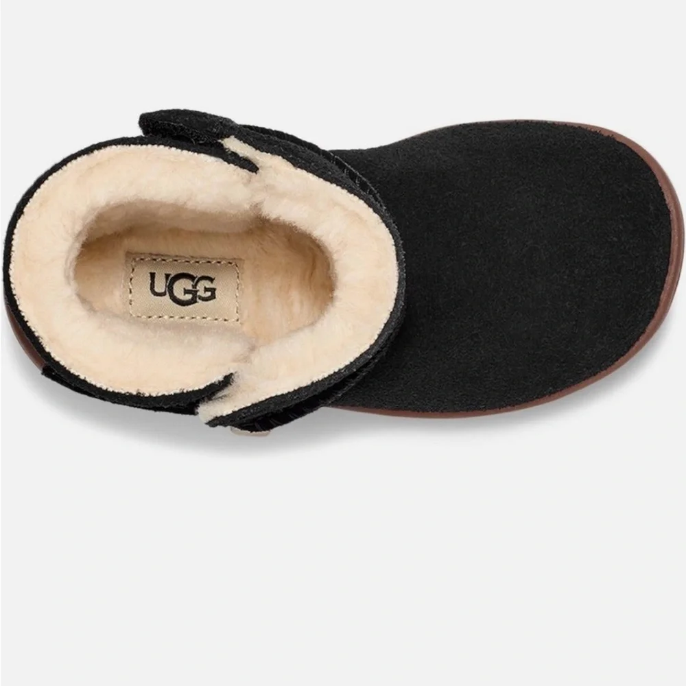 Baby Newborn UGG Keelan Black Suede Fur Crib Boots  Size 0/1  0-6 month, NWOT